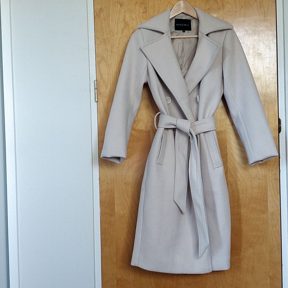 Off White Beige Wool Pea Coat